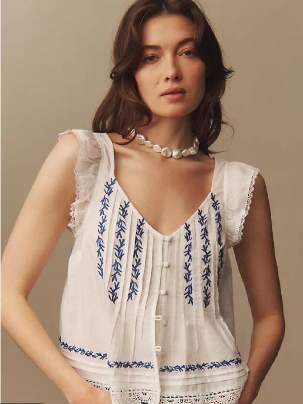 Maeve Flutter-Sleeve Pintuck Top | Anthropologie